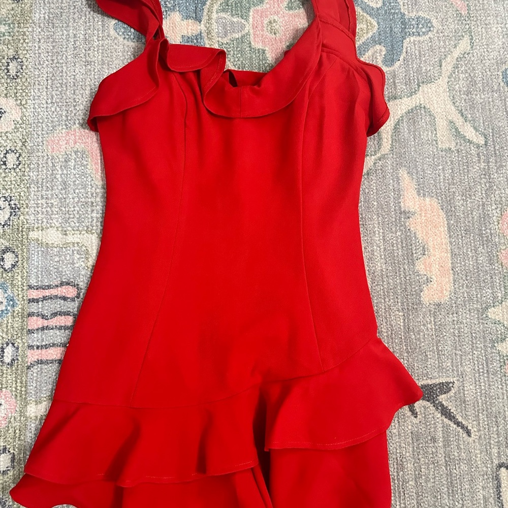 Elegant Red Ruffled romper